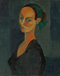 Portrait femme ruban vert, sans date.